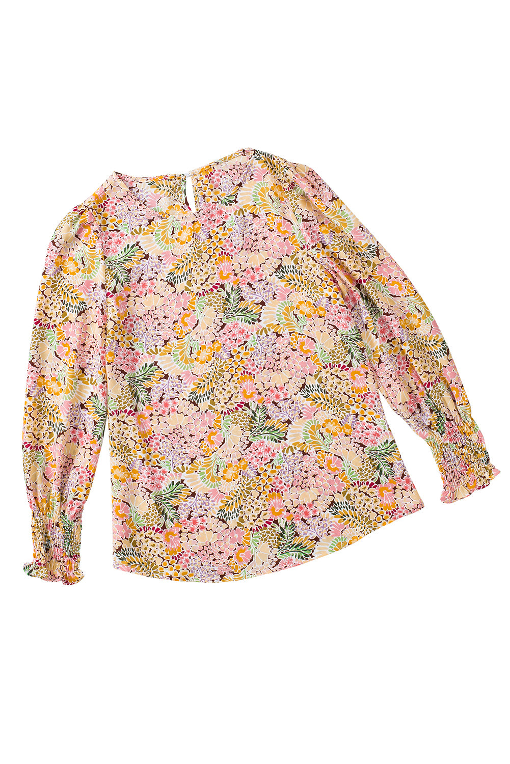 Blusa floral de manga de hojaldre amarillo