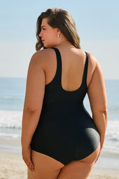 Maillot de bain une pièce noir grande taille *