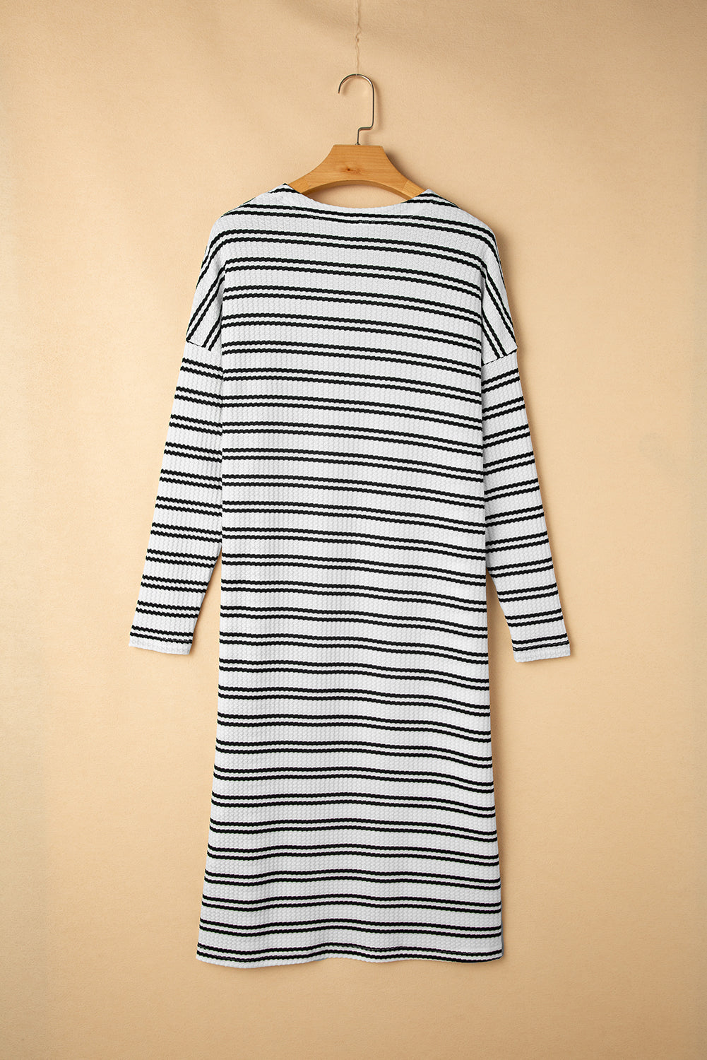 Black Striped Printed Open Front Duster Cardigan