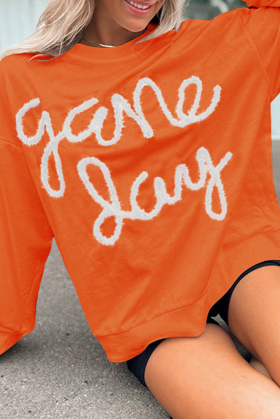 Game Day Russet Orange Garland Drop Shoulder Graphic Sweatshirt