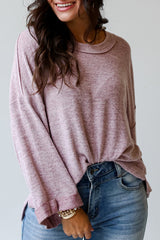 Camiseta con mangas largas y anchas, pétalo de orquídea, costura expuesta, hombros que caen