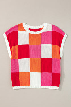 Fifthly red color blocking sweater