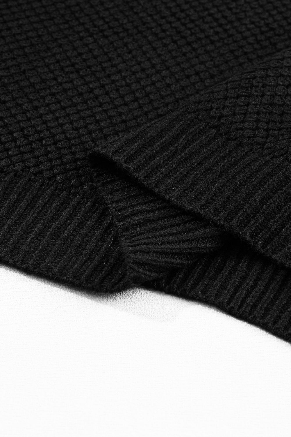 Schwarzer Rollkragenpullover Kurzarmpullover