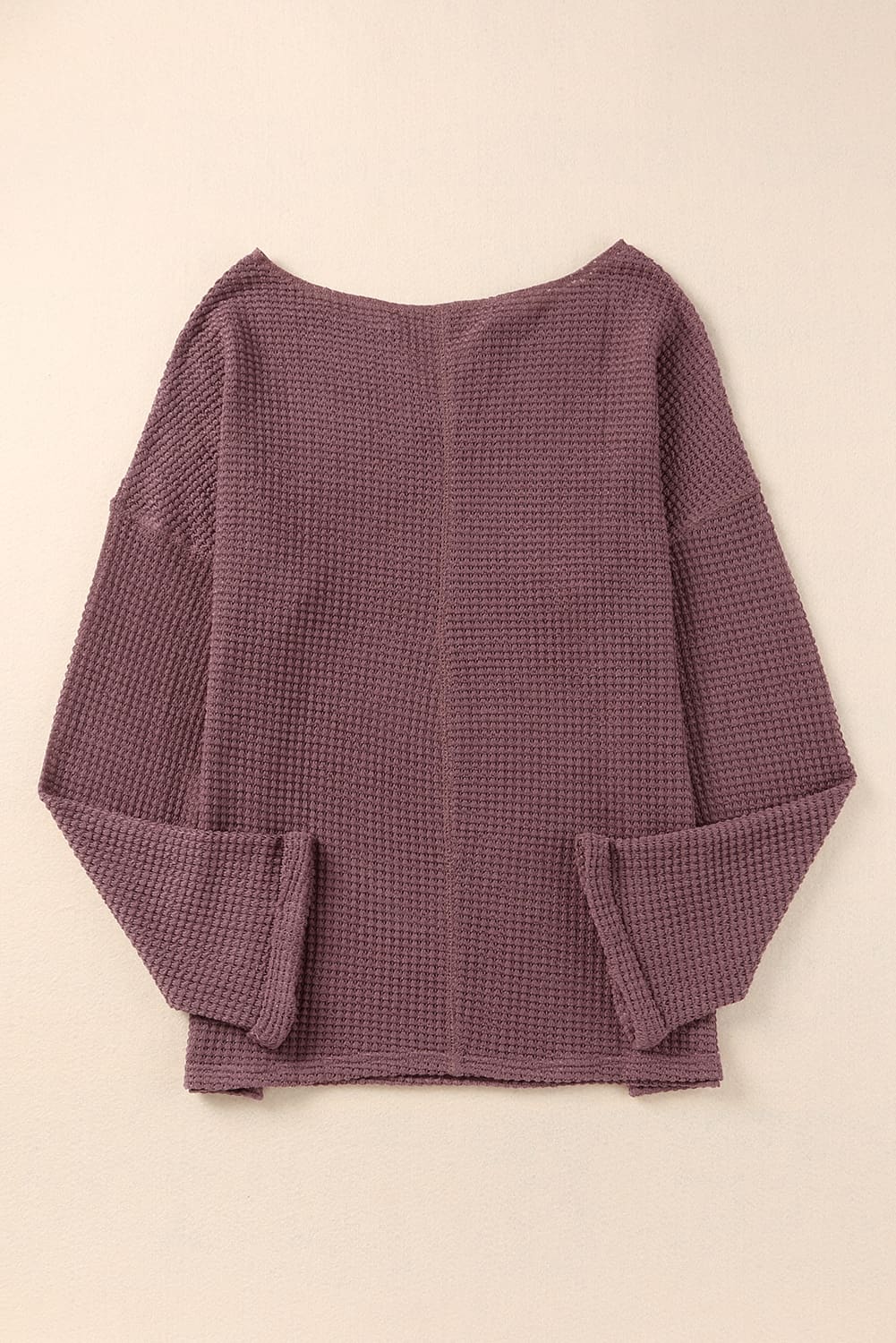Purple Waffle Knit Long Sleeve Loose Top