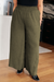 Pantalon décontracté taille haute froncé texturé de grande taille vert jungle