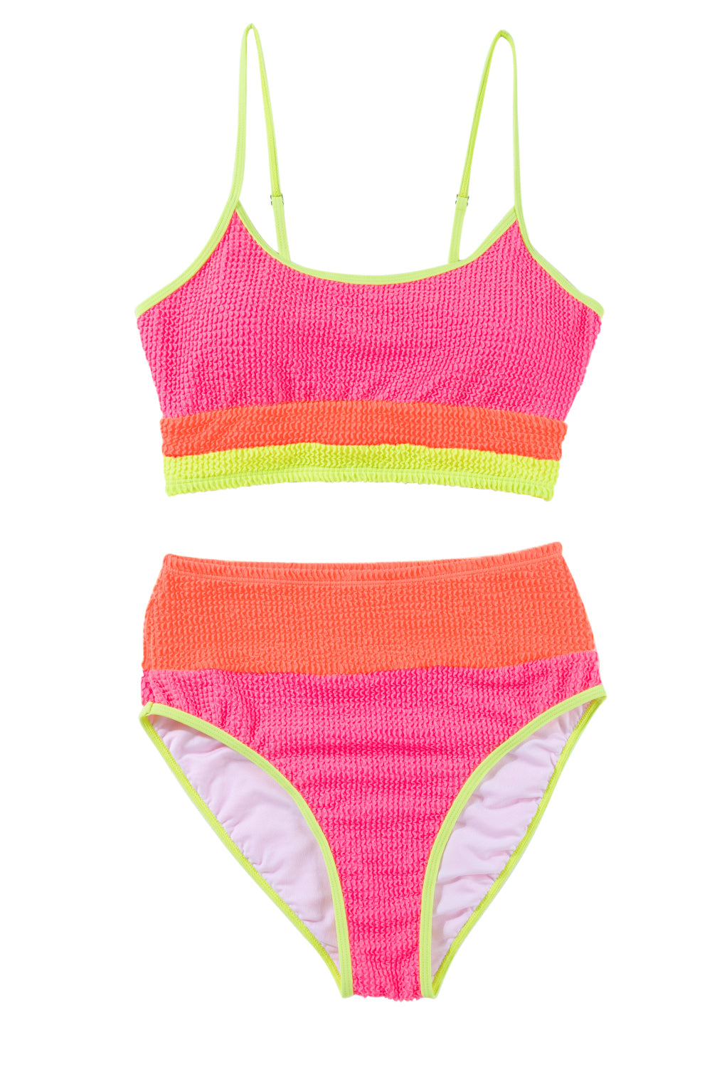 Bloque de color Bonbon Set de bikini sexy de cintura alta