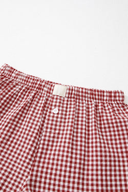 High waist shorts Vichy print Red tiles *