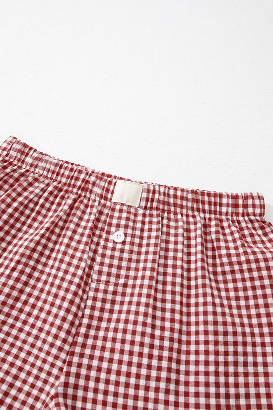 Pantalones cortos de cintura alta Vichy Impresión Rojos * Azulejos *