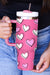 Tasse Thermos Imprimée Coeur Rose Rouge Saint Valentin avec Poignée 40oz