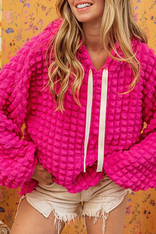 Rose Bubble Textured Waffle Sweat à capuche