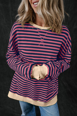 Over-dimensional sweatshirt with red stripes *