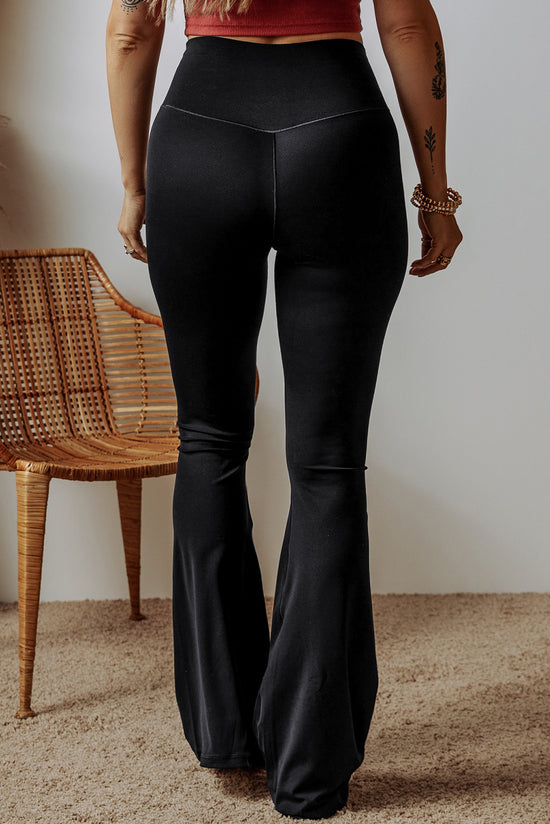 Black High Waisted V-Shaped Flare Leggings