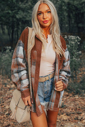 Cinnamon Plaid Corduroy Chest Pocket Shacket