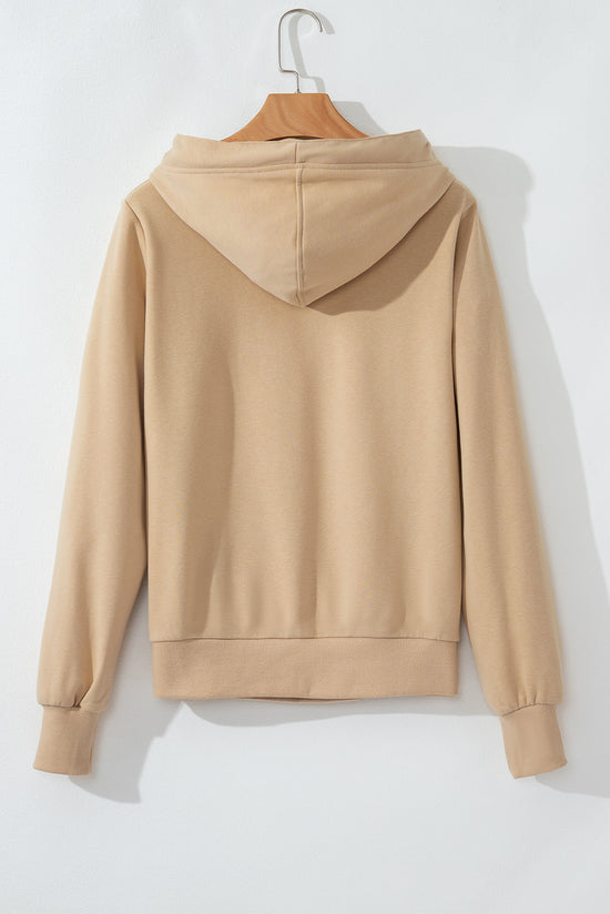 Parchment Cozy Drawstring Hoodie with Zippered Pocket