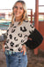 Coffee Leopard Print Color Block Sweater