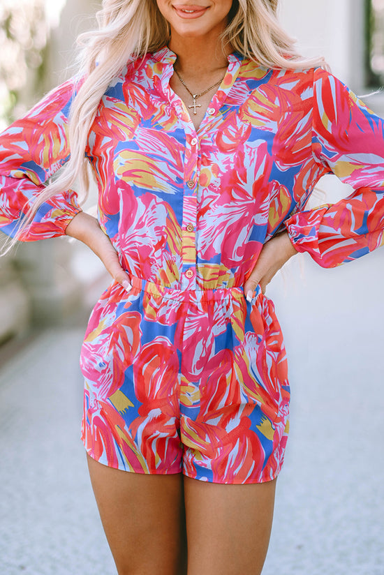 Bold Graffiti Print Multicolor Buttoned Romper