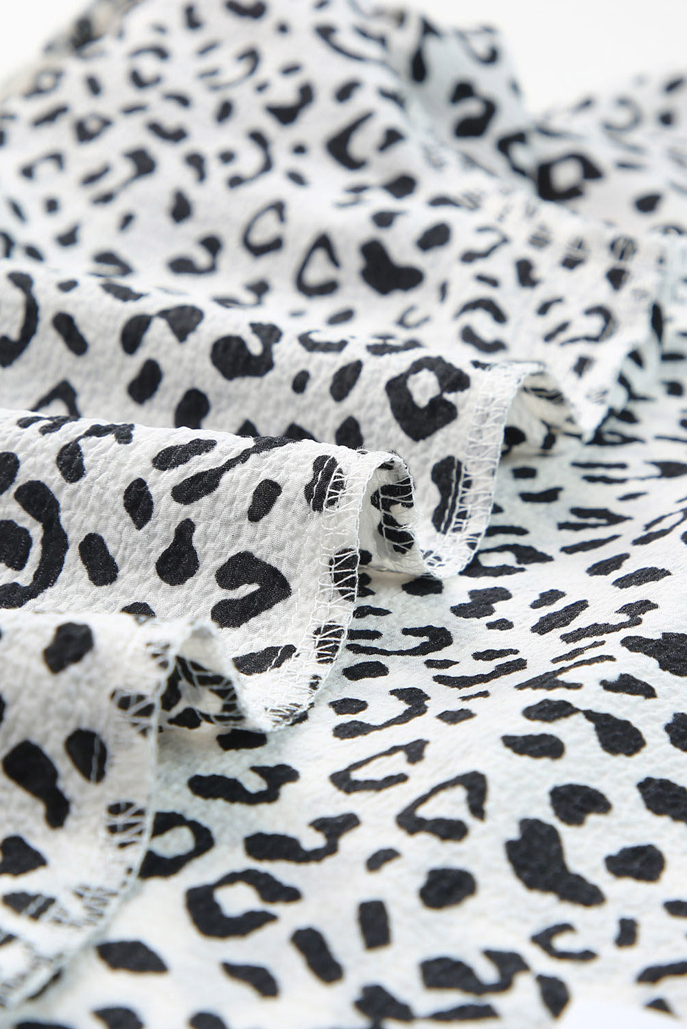 Leopard Ruffle Shoulder Embellished V-neck Sleeveless Top