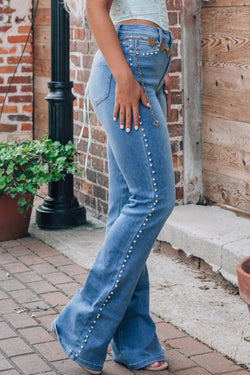 Twilight Blue Pearl Bootcut Denim Jeans