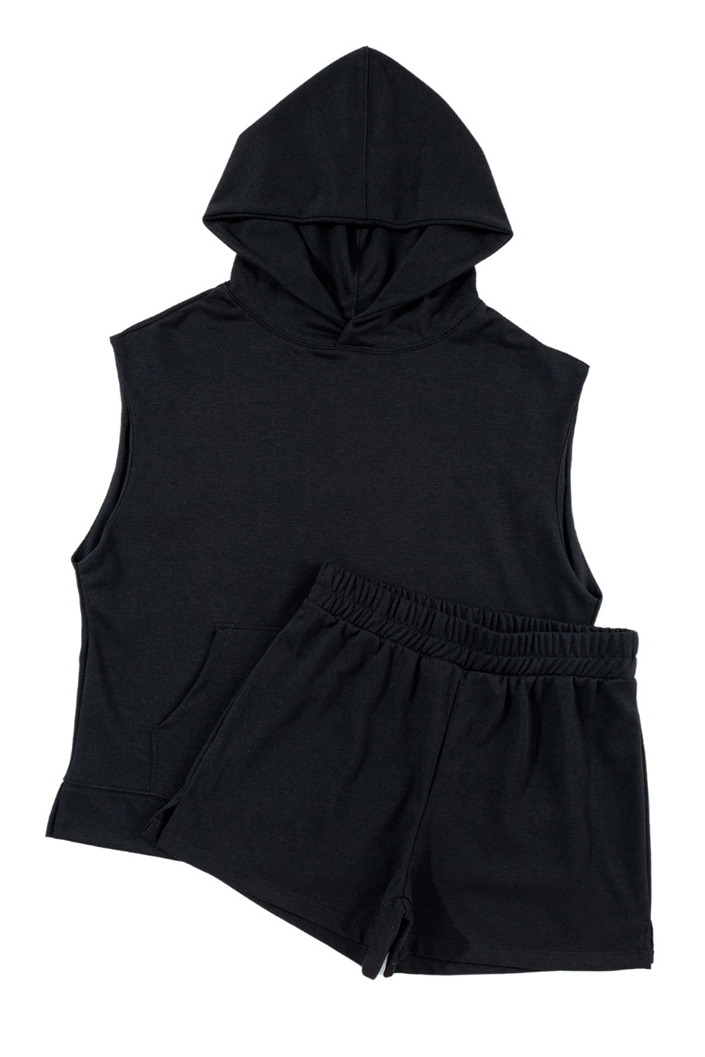 Sweat à capuche et shorts sans manches en couleur noire