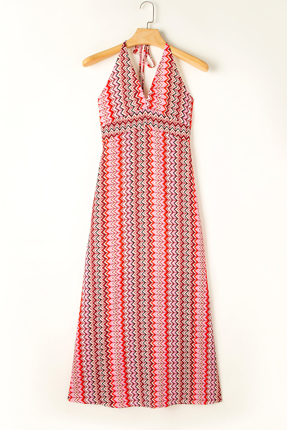 Rosso Halter Neck Tribal Boho Stampato Maxi Dress