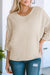 Apricot Ribbed Knit Dolman Sweater with Exposed Seams