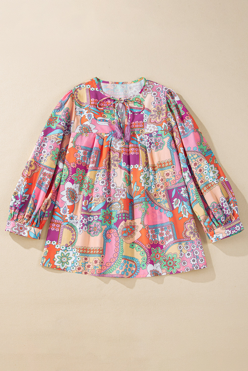 Chemisier plissé multicolore à manches bouffantes *-A WOMAN WE LOVE