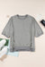 T-shirt ample fendu avec poche poitrine et coutures apparentes gris clair