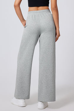 Pantalon de survêtement large taille haute avec cordon de serrage et coutures gris