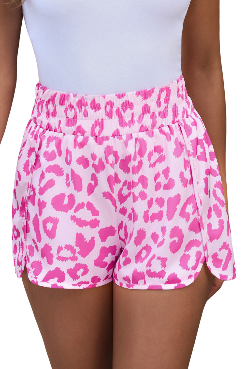 Short sportif rose léopard haute taille