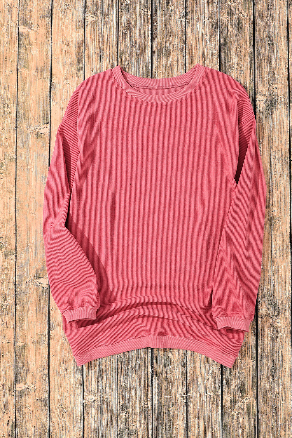 Sweat oversize en velours côtelé rose fraise