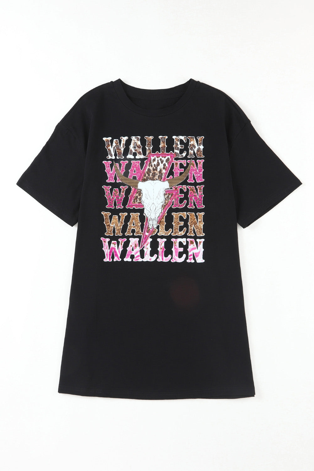 Schwarz Wallen Cowskull Grafik übergroße T -Shirt