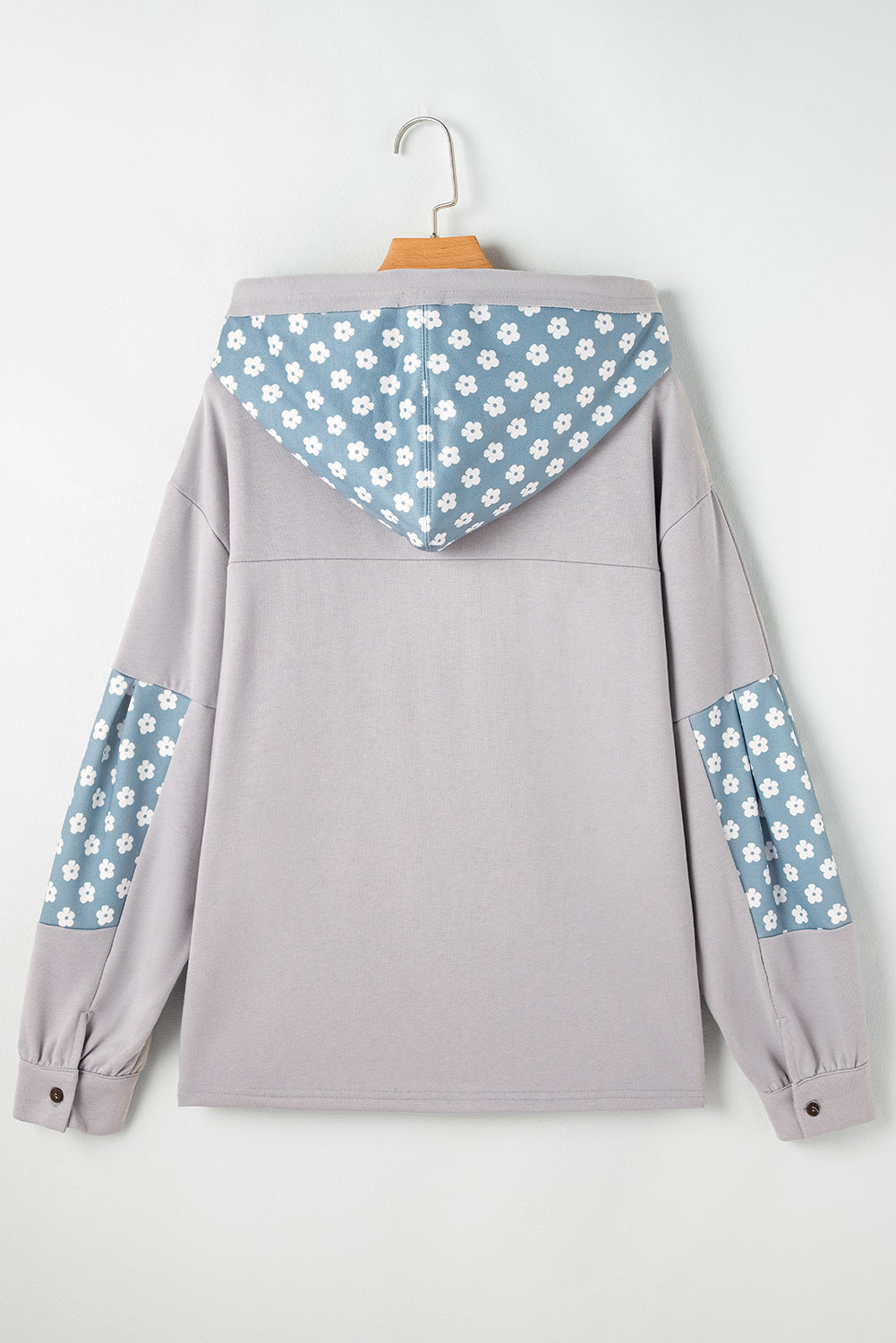 Sweat à capuche avec cordon de serrage à motif d'étoile et patchwork floral Beau Blue