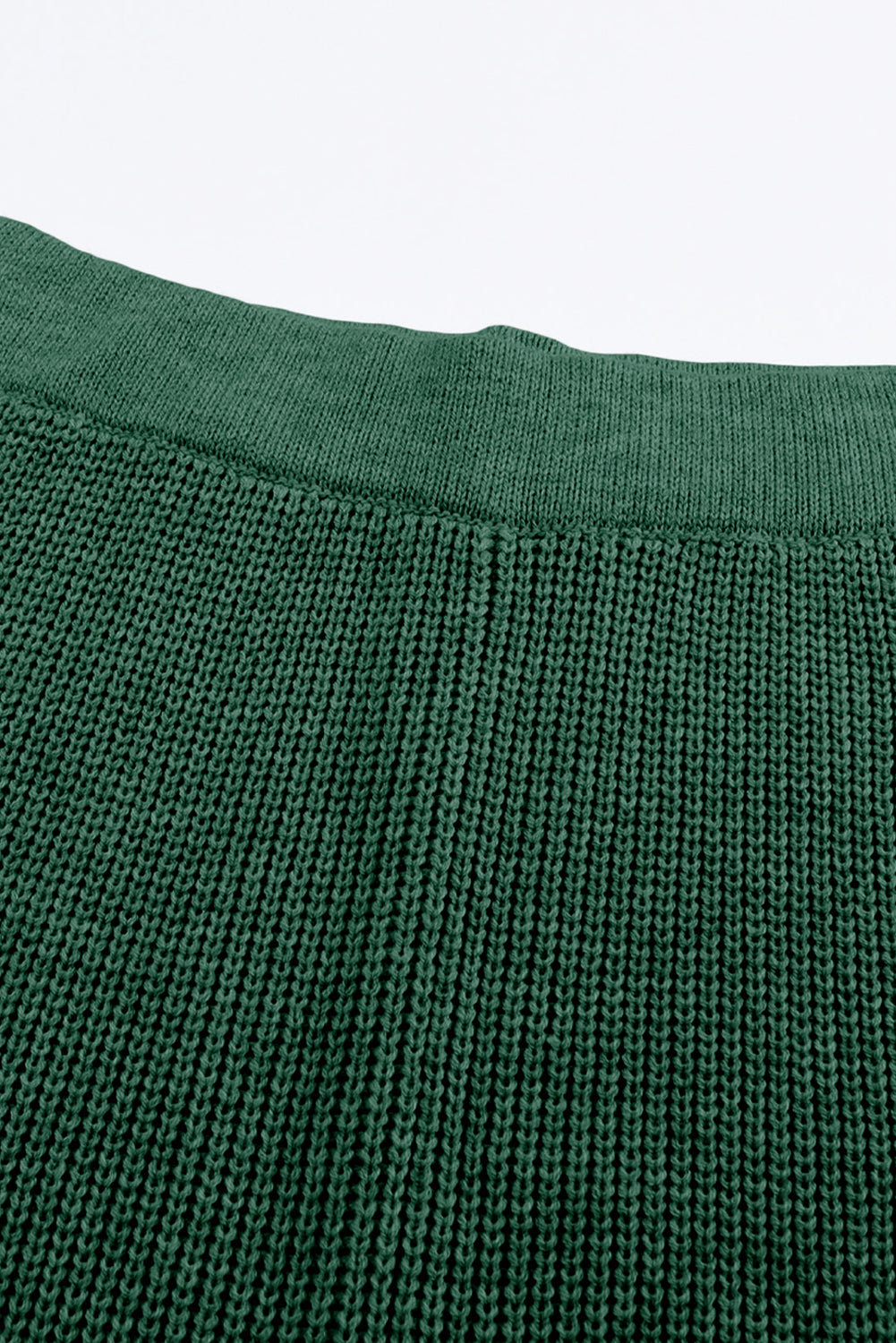 Green knitted v-neck sweater and casual pants set