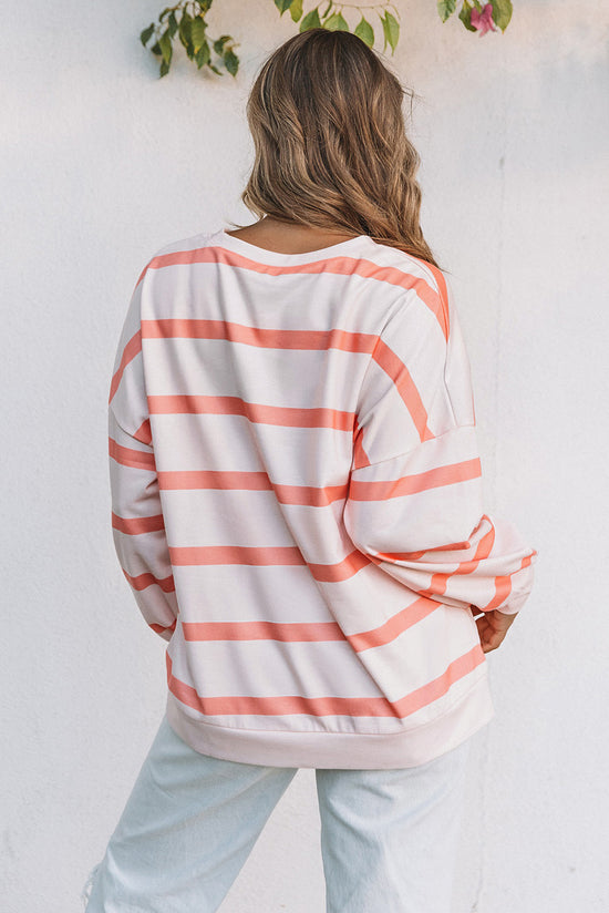 Striped Drop Shoulder Sweatshirt with Stripes