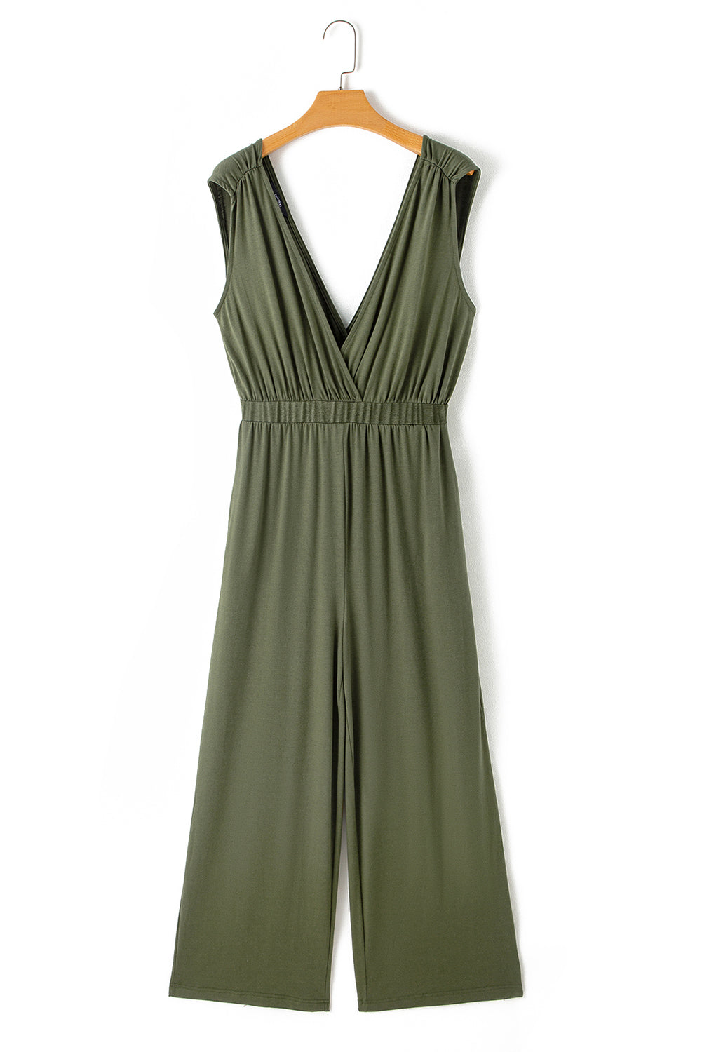 Jungle Green Deep V plissé Crisscross Ligne large Jumps à saut