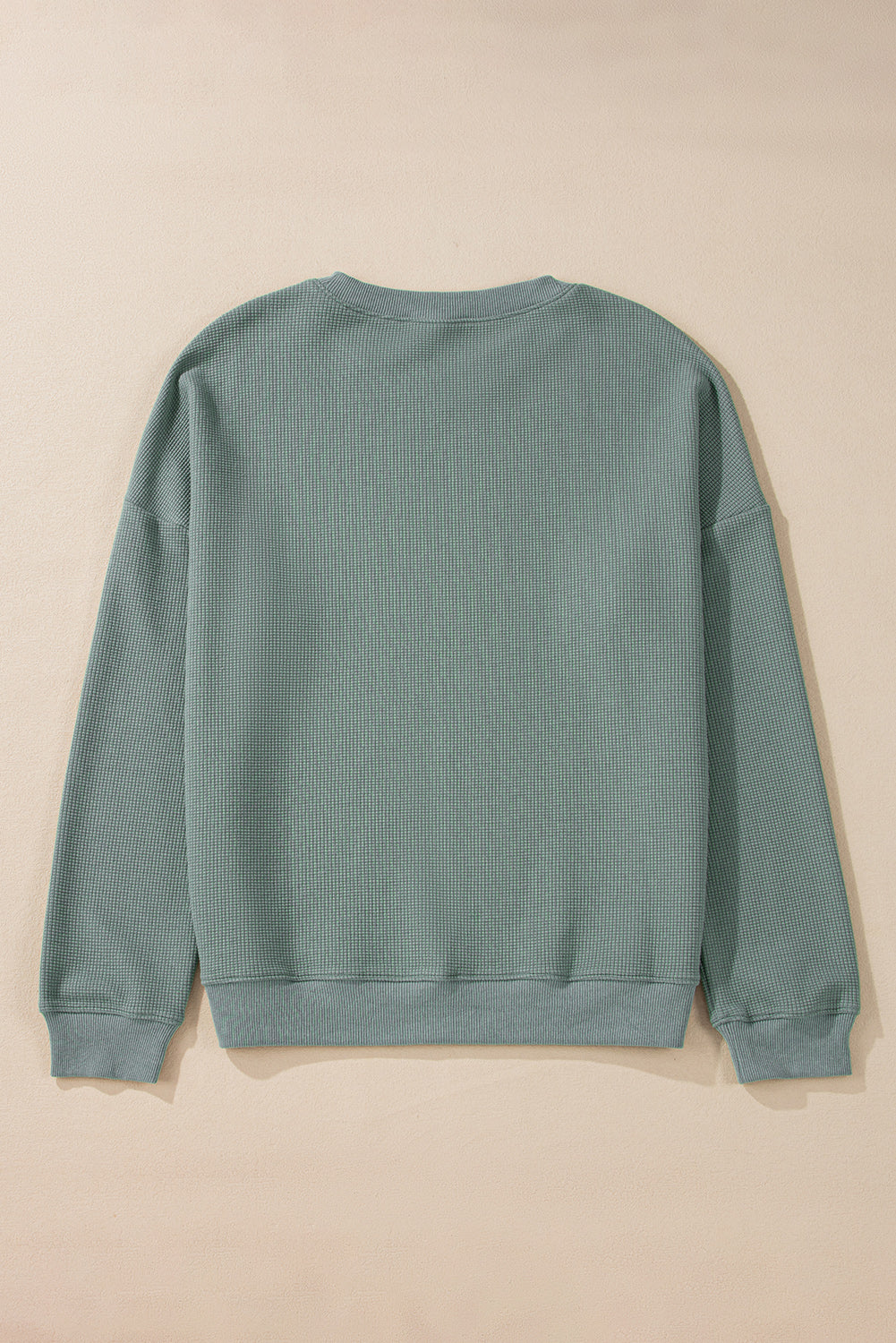 Claramente Aqua Waffle Knit Drop Shoulder V Neck Top