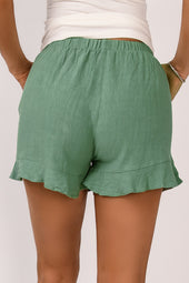 Green high waisted ruffled pocket shorts