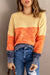 Blue color block mesh texture sweater