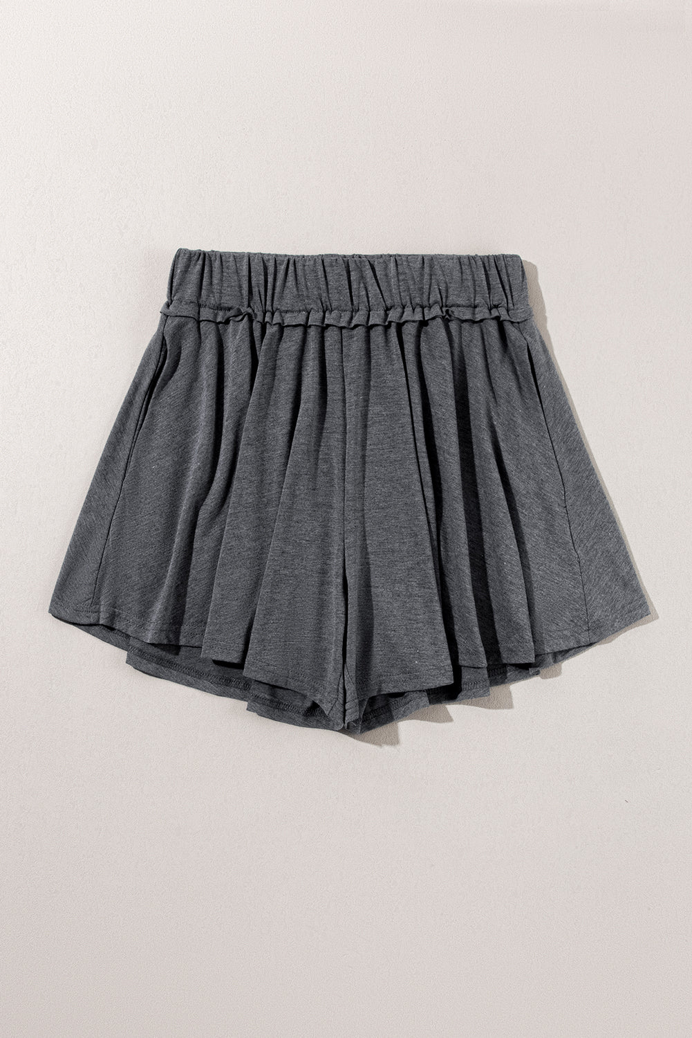 Gray elastic waist culotte shorts