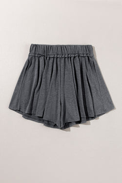 Gray elastic waist culotte shorts