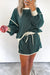 Evergreen -colored contrasting sweater set *