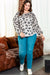 Gray thermal tricot high leopard with large balloon sleeves