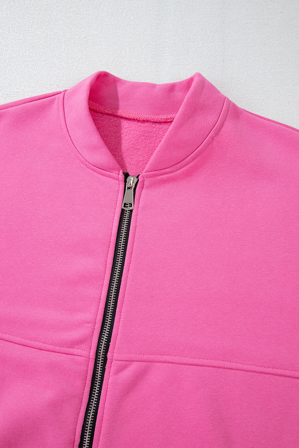 Ensemble veste zippée à coutures unies rose vif et pantalon à taille avec cordon de serrage-A WOMAN WE LOVE