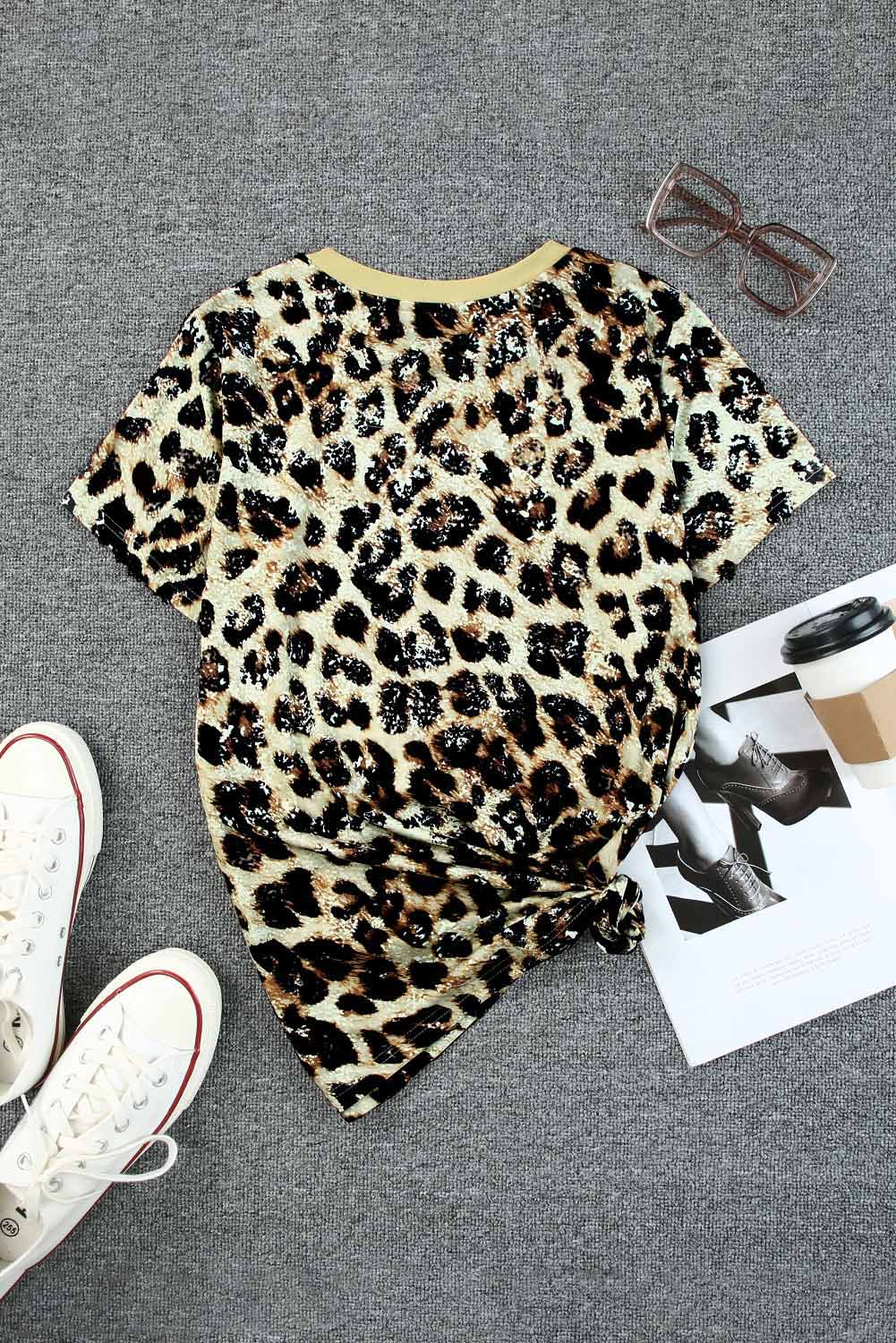 Leopard bleichte O-Neck-T-Shirt