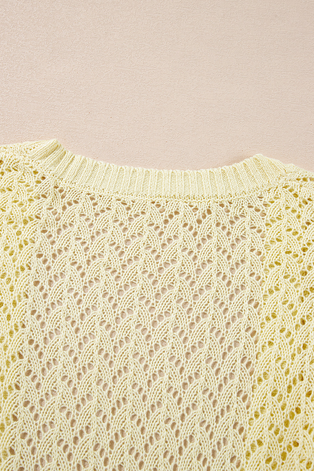 Cardigan court jaune crème en maille pointelle ouvert sur le devant-A WOMAN WE LOVE
