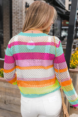 Pull à œillets en tricot patchwork *