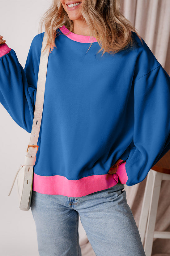 Blue Sweatshirt with Bubbles and Color Block *