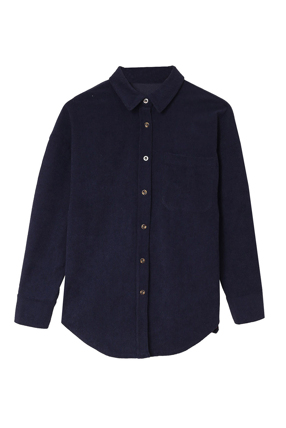 Dark Blue Corduroy Button Pocket Shirt