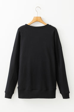 Black loose sweatshirt with pockets *