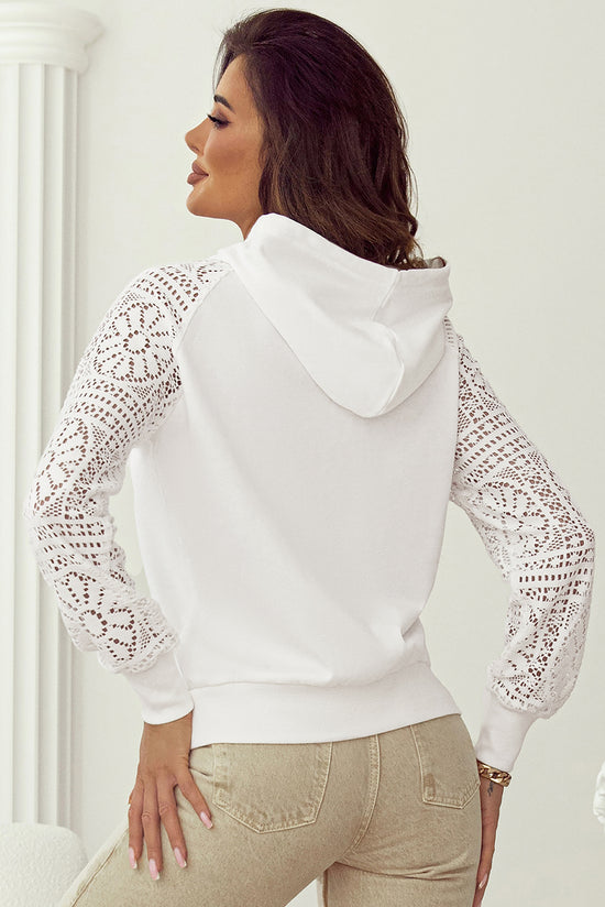 White hooded sweatshirt with tightening cord *